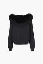Moncelia Inga Faux Fur Hood Knit Bomber Jacket