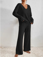 Moncelia Esra Ribbed Knit Wide-Leg Lounge Set