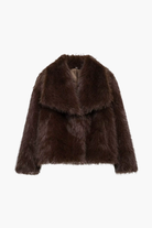Moncelia Ebba Faux Fur Wide Collar Short Coat