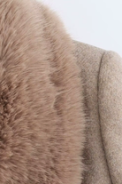 Moncelia Lidia Faux Fur Collar Belted Wool-Blend Coat