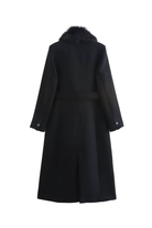 Moncelia Lidia Faux Fur Collar Belted Wool-Blend Coat