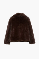 Moncelia Ebba Faux Fur Wide Collar Short Coat