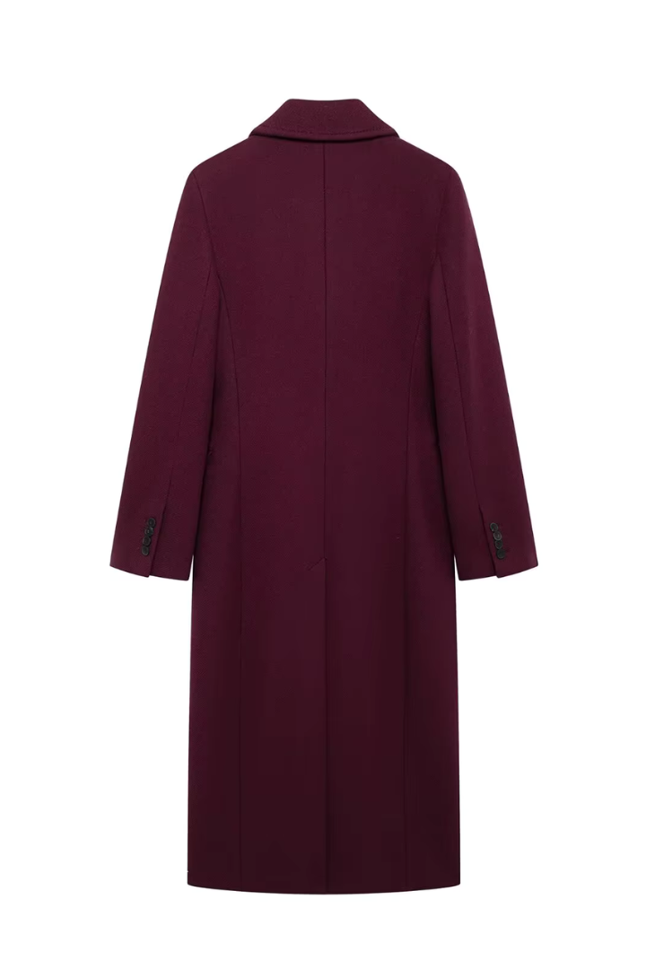 Moncelia Esme Double-Breasted Longline Wool-Blend Coat