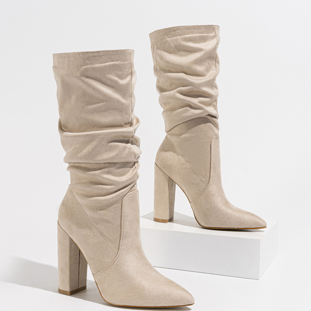 Moncelia Cornelia Slouch Block Heel Knee-High Boots