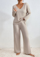 Moncelia Esra Ribbed Knit Wide-Leg Lounge Set