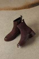 Moncelia Tiziana Faux Suede Block Heel Ankle Boots