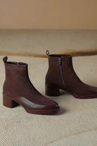 Moncelia Tiziana Faux Suede Block Heel Ankle Boots