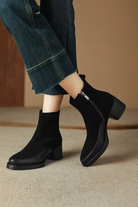 Moncelia Tiziana Faux Suede Block Heel Ankle Boots