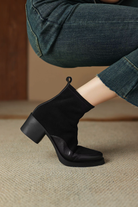Moncelia Tiziana Faux Suede Block Heel Ankle Boots