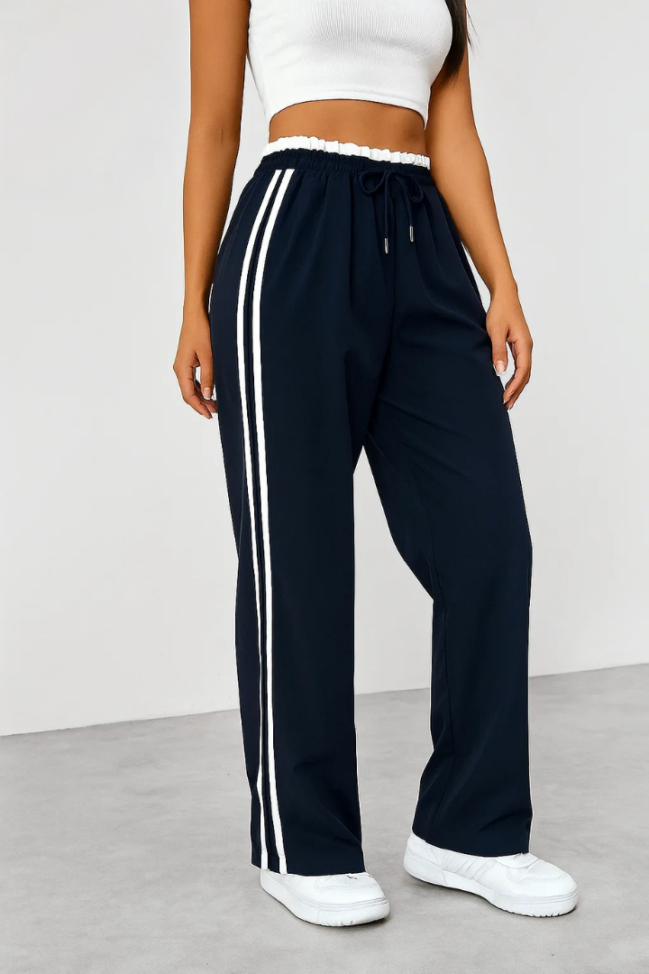 Moncelia Fausta Side-Stripe Pull-On Track Pants