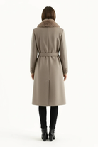 Moncelia Lidia Faux Fur Collar Belted Wool-Blend Coat