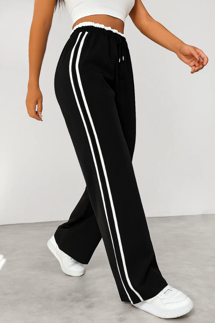 Moncelia Fausta Side-Stripe Pull-On Track Pants