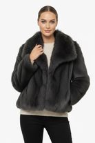 Moncelia Ebba Faux Fur Wide Collar Short Coat