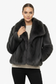 Moncelia Ebba Faux Fur Wide Collar Short Coat