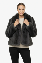 Moncelia Ebba Faux Fur Wide Collar Short Coat
