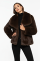 Moncelia Ebba Faux Fur Wide Collar Short Coat