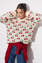 Moncelia Perrine Cherry Jacquard Crew Neck Sweater