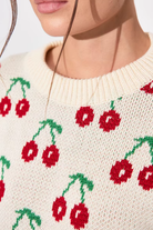 Moncelia Perrine Cherry Jacquard Crew Neck Sweater