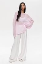 Moncelia Paola Sheer Open-Knit Boat Neck Sweater
