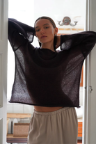 Moncelia Paola Sheer Open-Knit Boat Neck Sweater