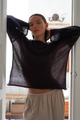 Moncelia Paola Sheer Open-Knit Boat Neck Sweater