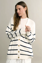 Moncelia Gaia Striped Button-Front Knit Cardigan