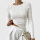 Moncelia Ottavia Seam-Detail Ribbed Long Sleeve Top