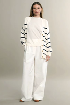 Moncelia Gaia Striped Button-Front Knit Cardigan