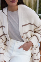 Moncelia Gaia Striped Button-Front Knit Cardigan