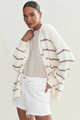 Moncelia Gaia Striped Button-Front Knit Cardigan