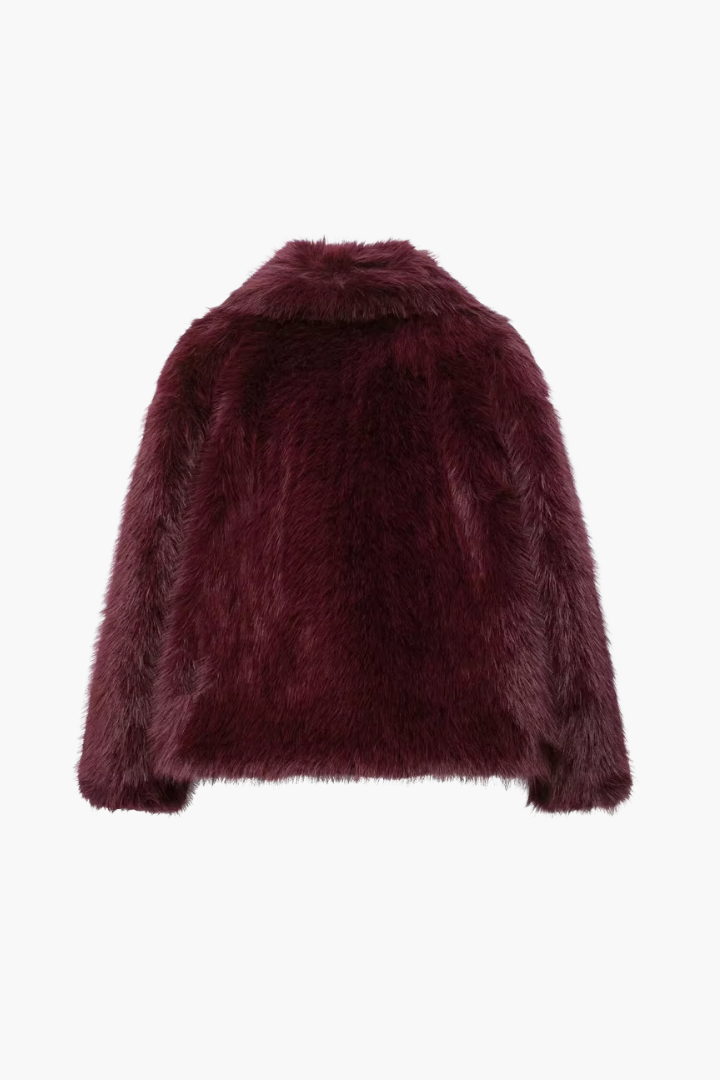 Moncelia Ebba Faux Fur Wide Collar Short Coat