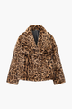 Moncelia Ebba Faux Fur Wide Collar Short Coat