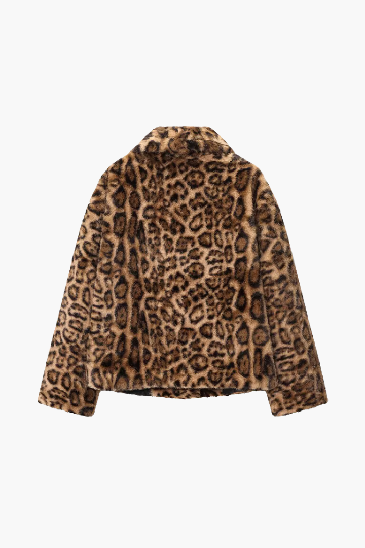 Moncelia Ebba Faux Fur Wide Collar Short Coat
