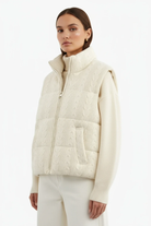 Moncelia Vigdis Cable-Knit Quilted Puffer Vest