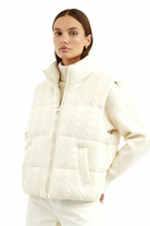 Moncelia Vigdis Cable-Knit Quilted Puffer Vest