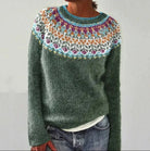 Moncelia Rosette Nordic Yoke Pullover Sweater