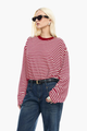 Moncelia Laelia Striped Boxy Long Sleeve Knit Top