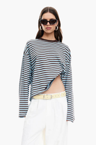 Moncelia Laelia Striped Boxy Long Sleeve Knit Top