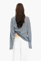 Moncelia Laelia Striped Boxy Long Sleeve Knit Top