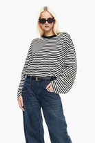 Moncelia Laelia Striped Boxy Long Sleeve Knit Top