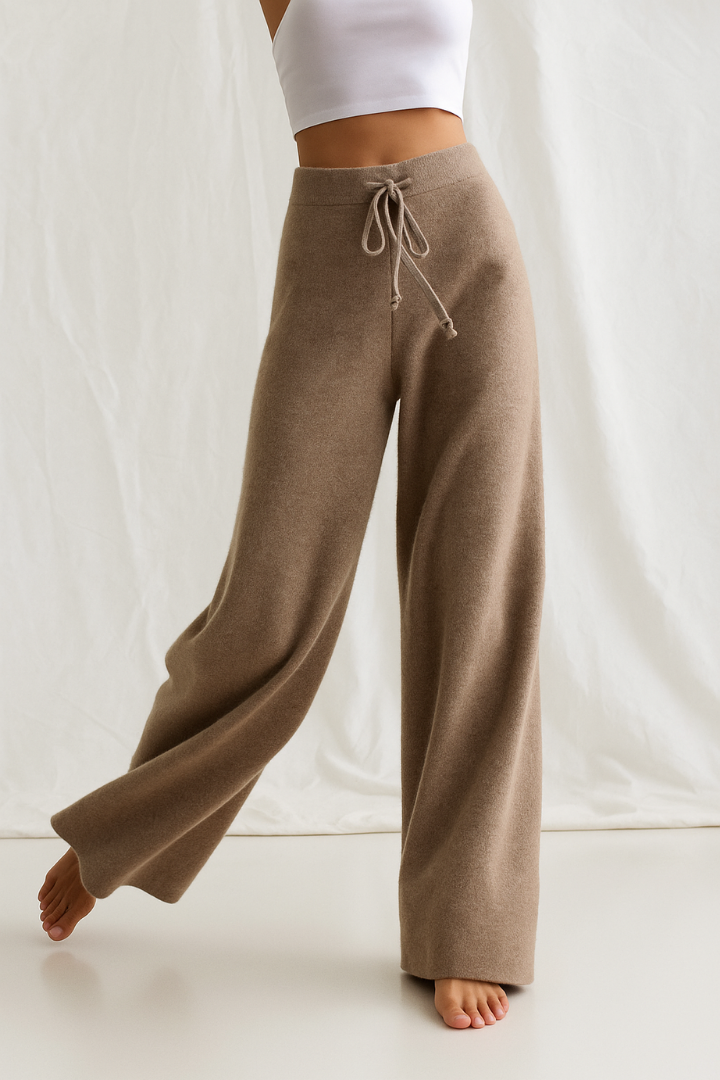 Moncelia Malin Drawstring Wide-Leg Knit Pants