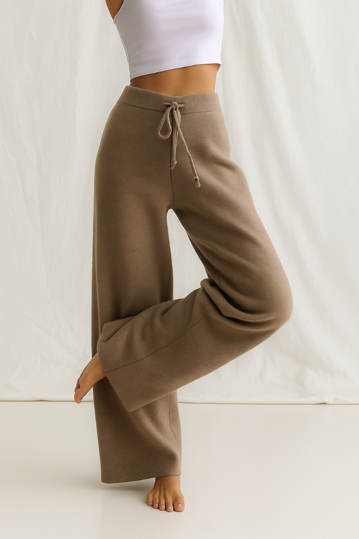 Moncelia Malin Drawstring Wide-Leg Knit Pants