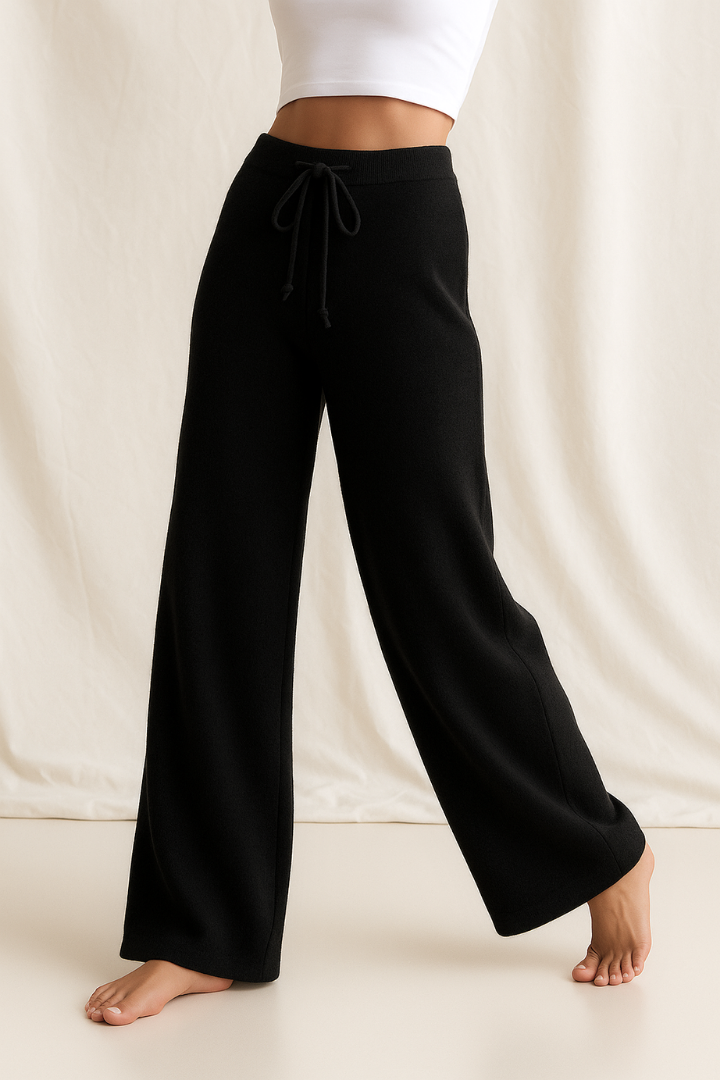 Moncelia Malin Drawstring Wide-Leg Knit Pants