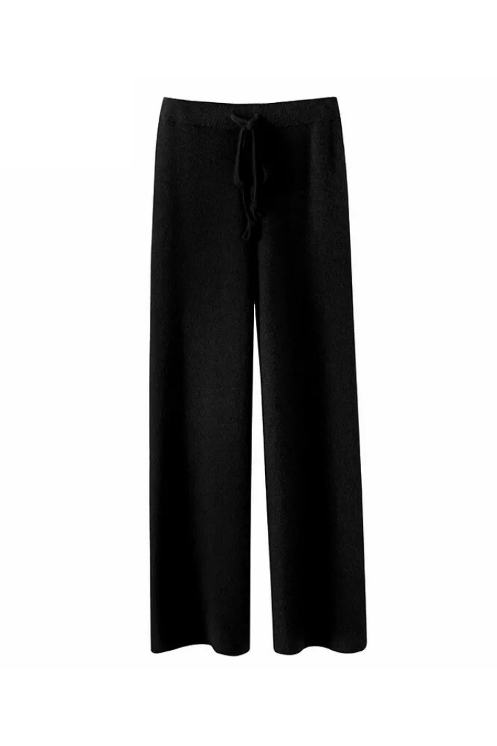 Moncelia Malin Drawstring Wide-Leg Knit Pants