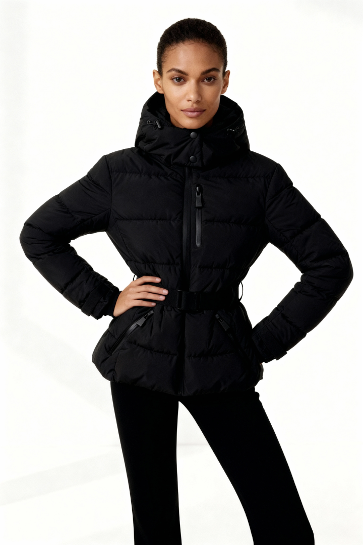 Moncelia Dafne Belted Hooded Quilted Puffer Jacket