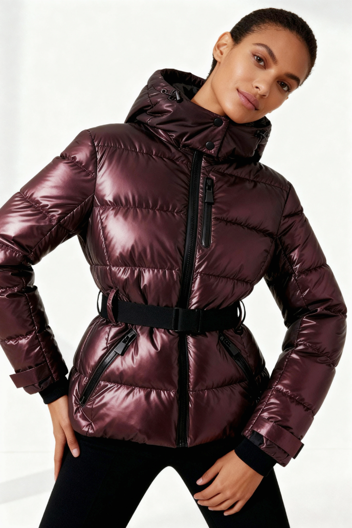 Moncelia Dafne Belted Hooded Quilted Puffer Jacket