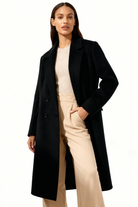 Moncelia Esme Double-Breasted Longline Wool-Blend Coat