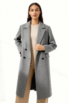 Moncelia Esme Double-Breasted Longline Wool-Blend Coat