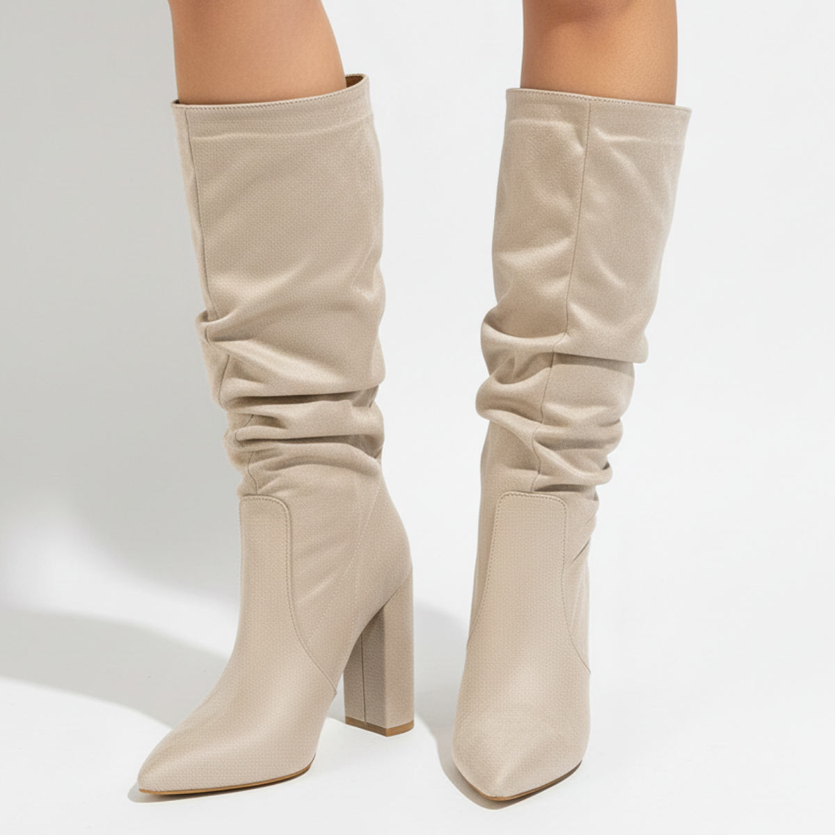Moncelia Cornelia Slouch Block Heel Knee-High Boots