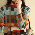 Moncelia Ravelyn Patchwork Check Turtleneck Sweater